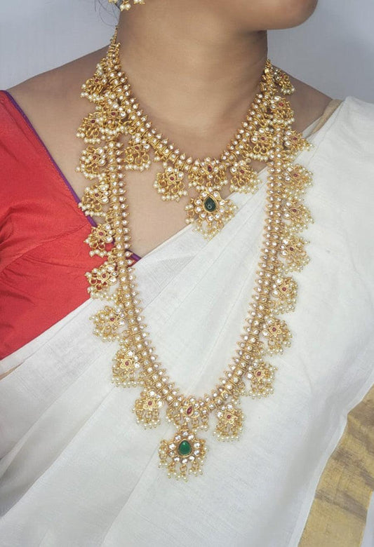 Traditional Gold and Pearl Bridal Necklace - combo