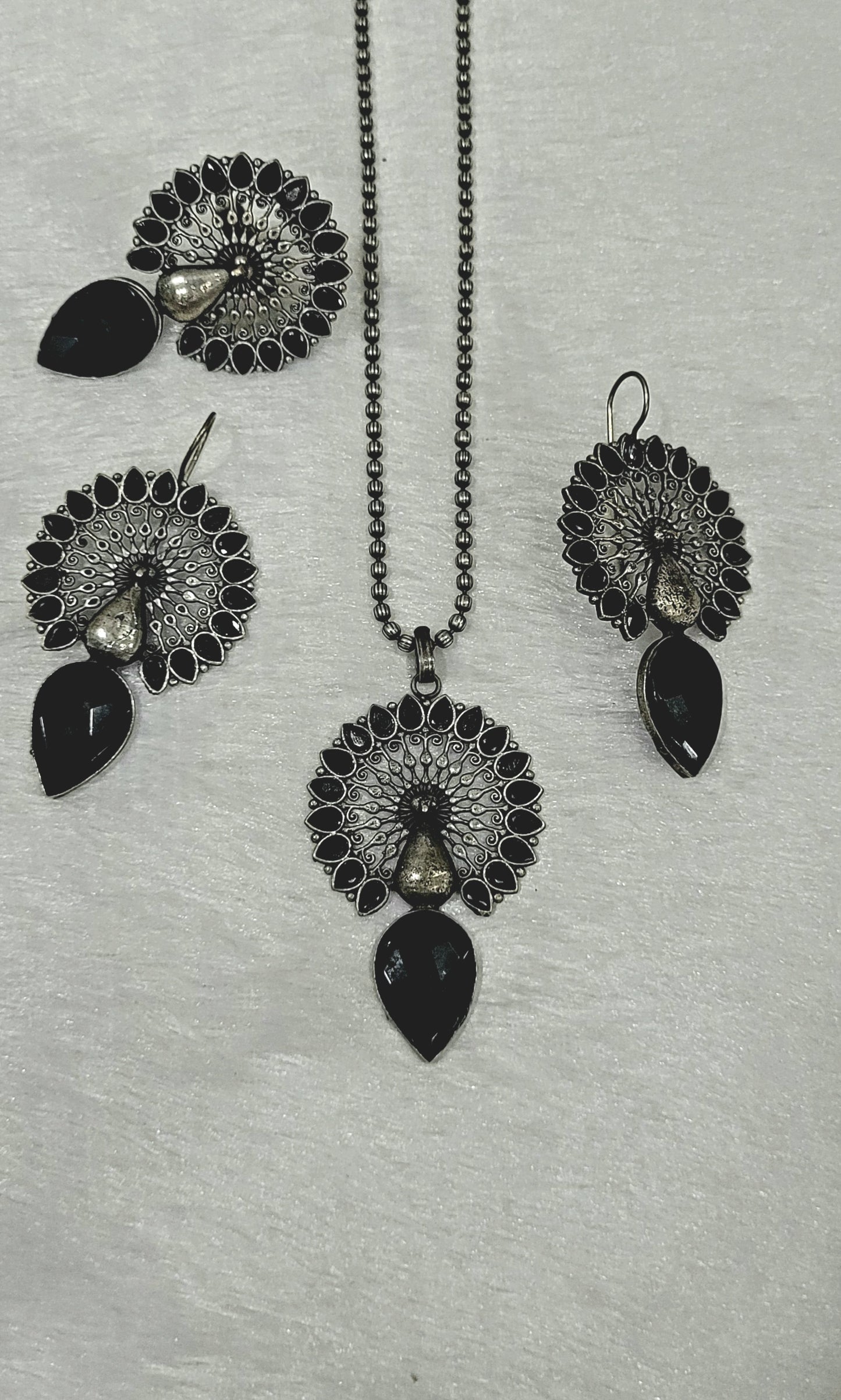 Silver Peacock Pendent Necklace